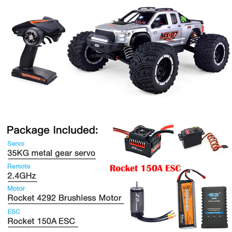 ZD Racing 1/7 MX-07 MX 07 4WD RC Car 8S Brushless Monster Truck Buggy Off-Road High-speed 80km/h RC Racing