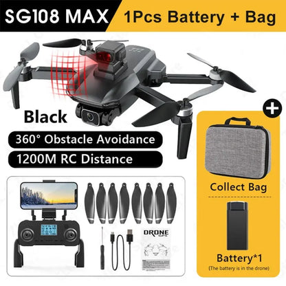 ZLL SG108 MAX 4K Drone 360° Obstacle Avoidance GPS 5G WIFI Brushless Foldable Quadcopter Black 1B - drone | FUNYAT