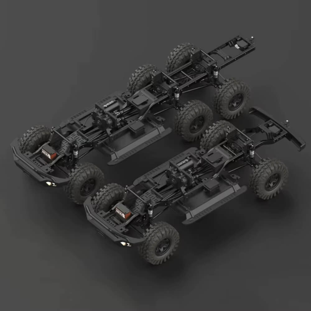 CROSSRC 1/5 brushless off-road pickup showing high-performance suspension system