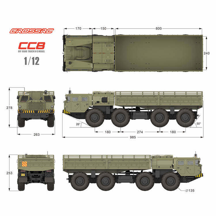 CROSSRC CC8 1/12 Scale 8x8 8WD RC Military Metal Transport Truck Crawler KIT/RTR - rc car,rc truck | FUNYAT