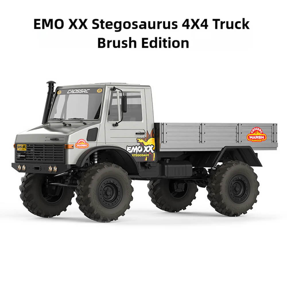 CROSSRC 1/6 Silver Rally Truck showing off-road climbing performance on rocky terrain