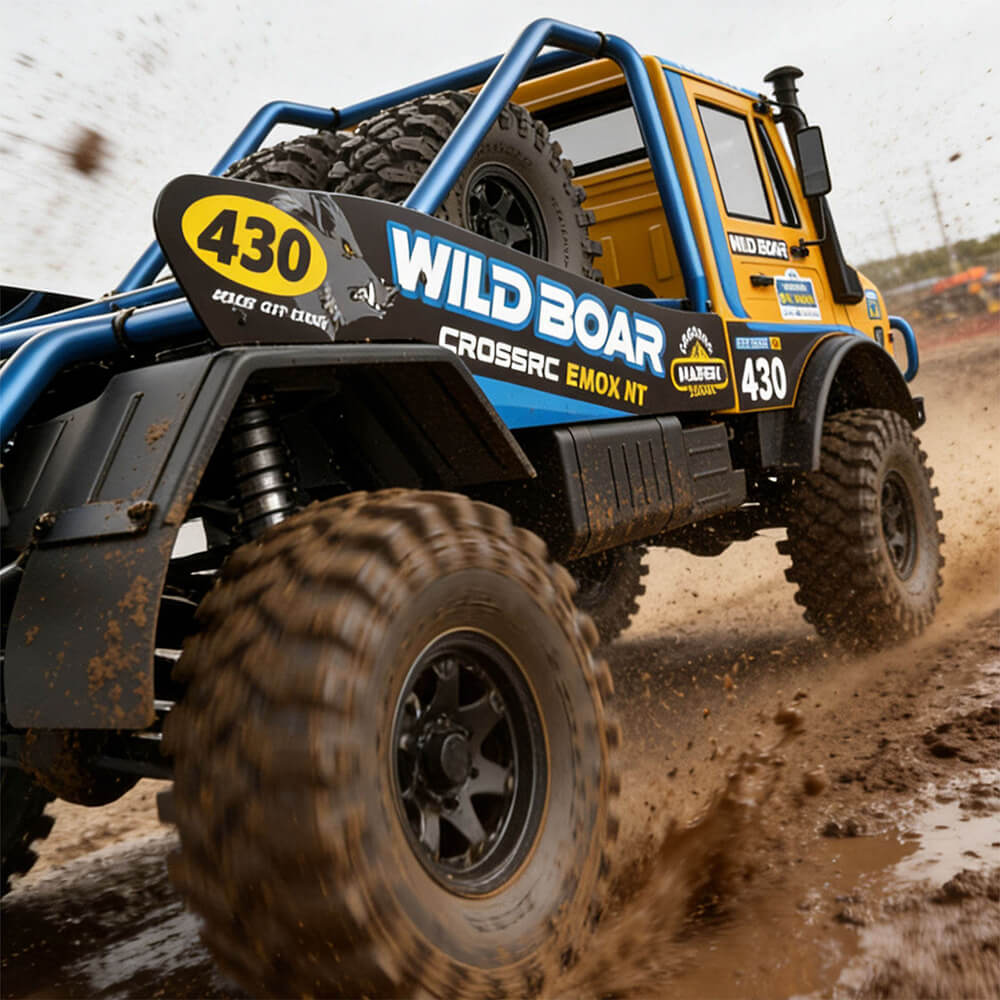 Rear left angle image of CROSSRC EMOX NT Wild Boar scale crawler