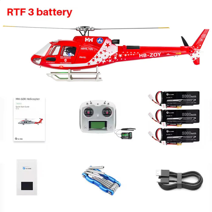 FLYWING AS350 RC Helicopter 470 Class ACE Flight Controller 6CH GPS LED Light RTF AS350 RTF 3 Battery - RC Helicopter | FUNYAT