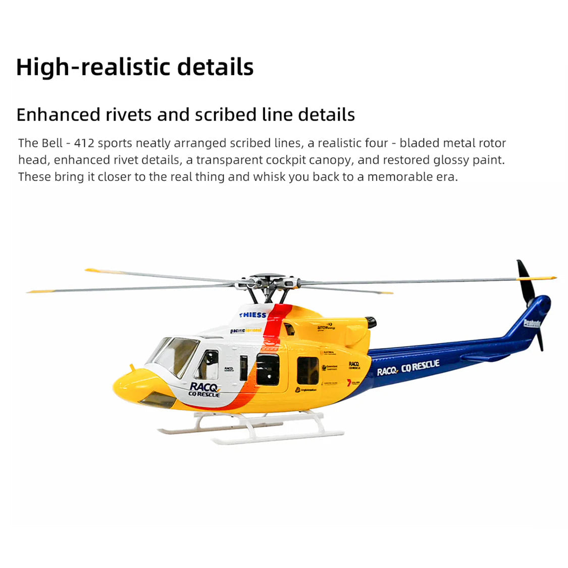 Display model of FLYWING Bell 412 470L V4 military RC helicopter