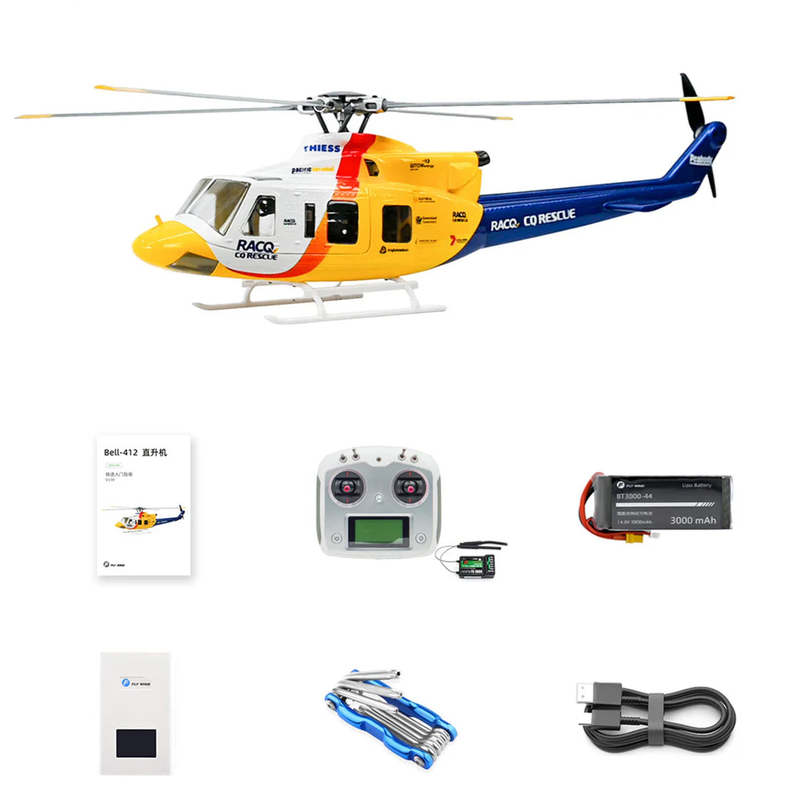 Complete RTF package of FLYWING Bell 412 470L V4 Helicopter