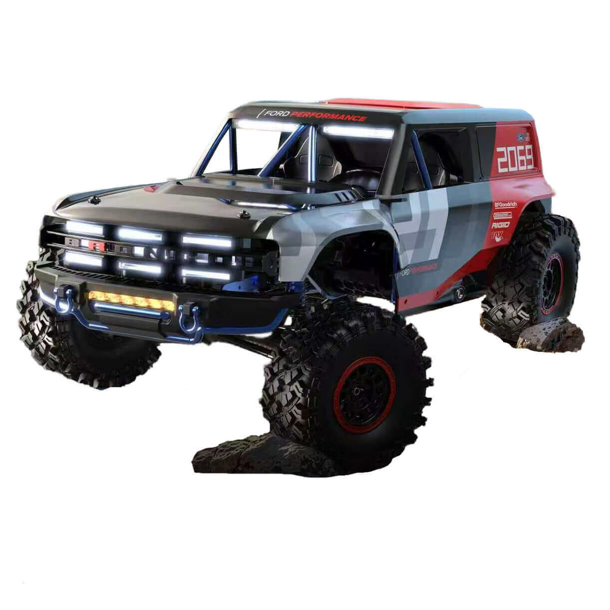 Rear view of MJX Hyper Go H8P Ford Bronco 1/8 scale RC car