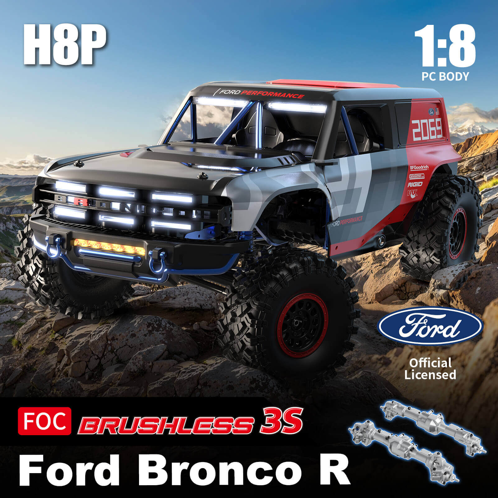 MJX Hyper Go H8P 1/8 Ford Bronco Baja 1000R RC Truck — Licensed