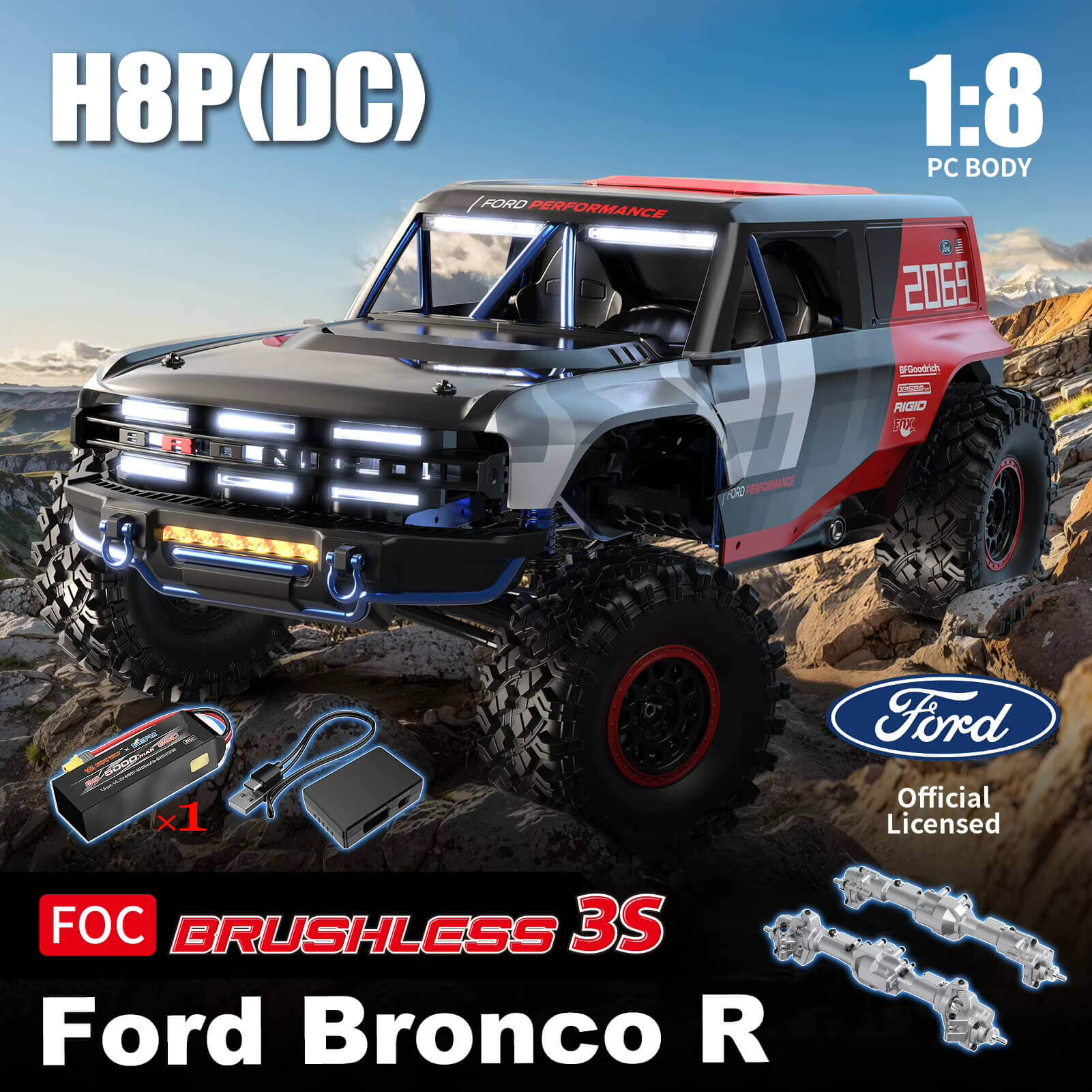 MJX Hyper Go H8P Ford Bronco RC Car 1/8 Baja 1000R Licensed Off