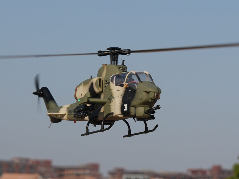 ROBAN AH-1 Cobra 470 scale helicopter hovering in flight