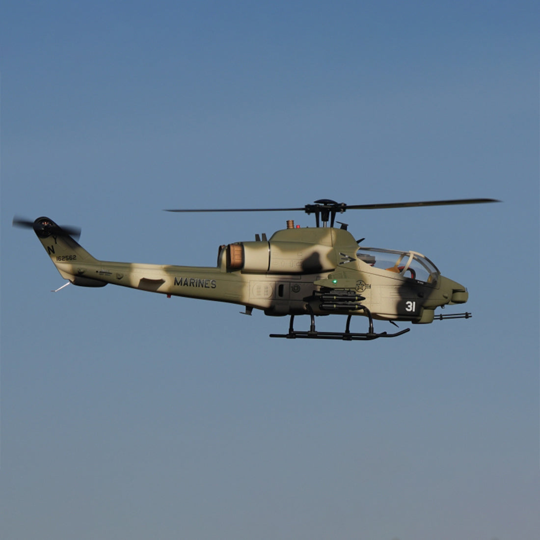 Rear left angle display of ROBAN AH-1 Cobra 470 scale helicopter