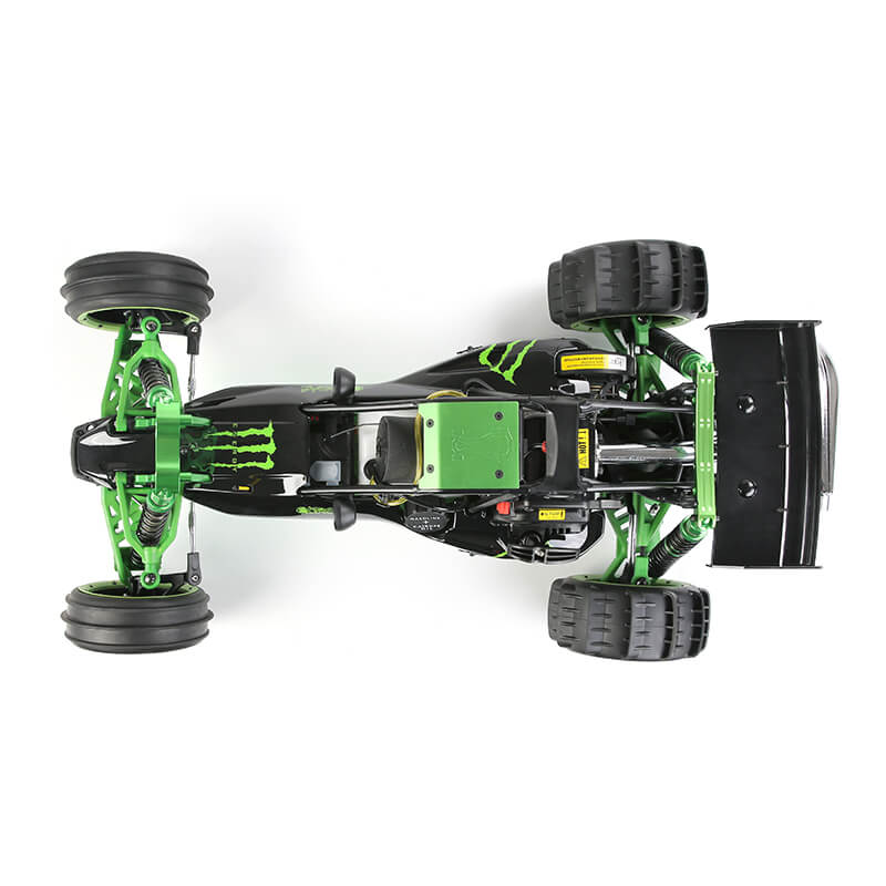 ROFUN BAHA 360AS Gas RC Truck Front Close-Up Suspension and Tires