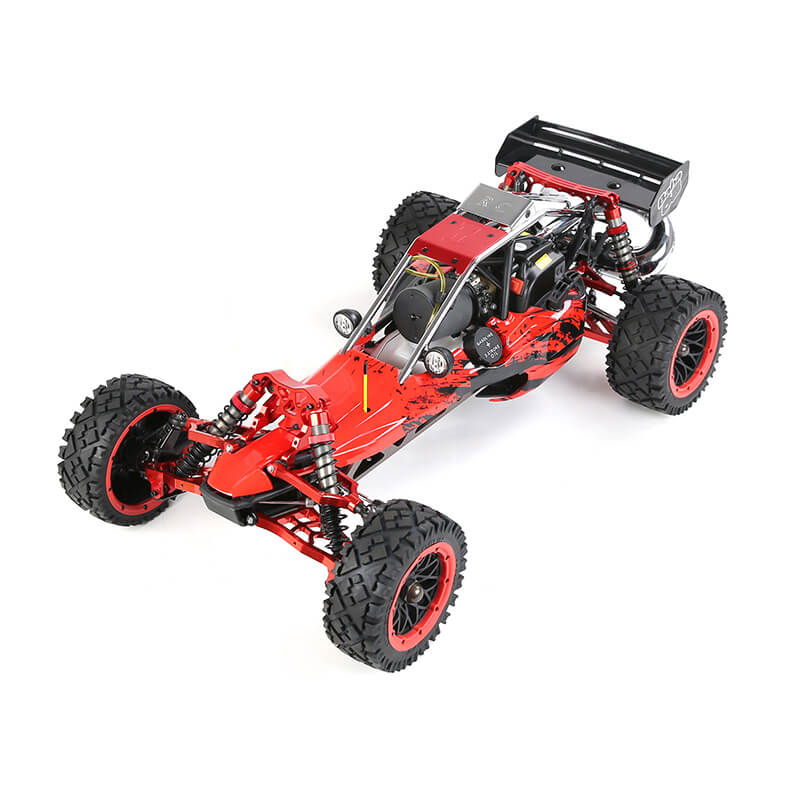Angled shot of ROFUN BAHA 5B high-speed gas-powered racing buggy