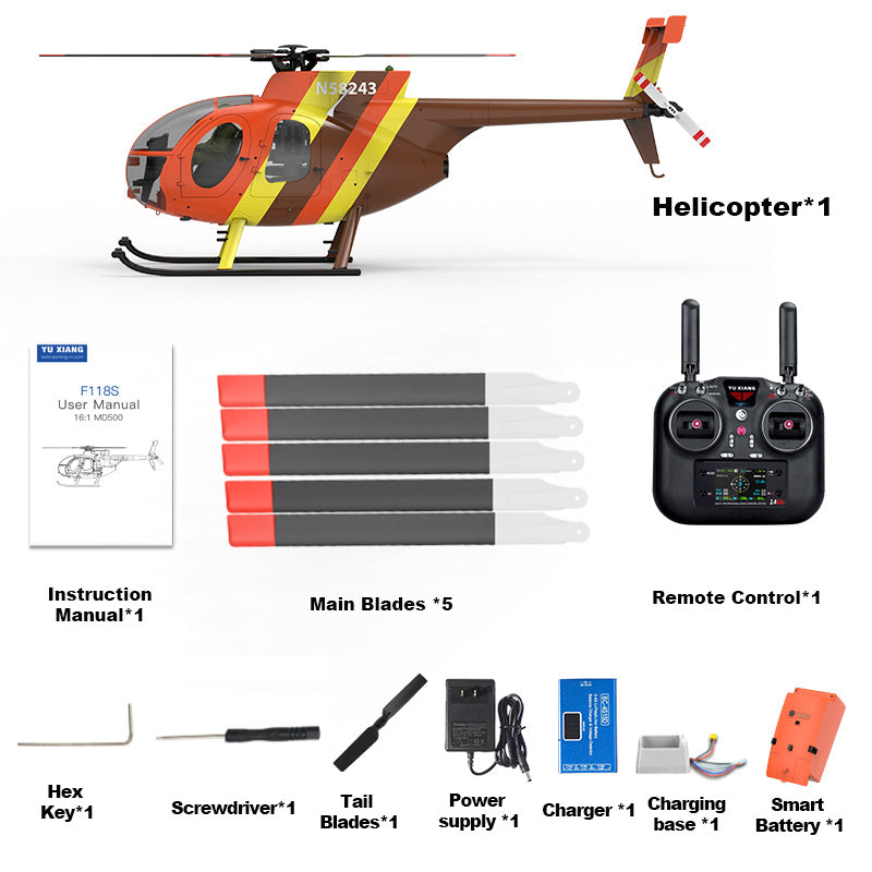YUXIANG F118S MH-6 Little Bird black orange color options 1 2 3 battery RTF variants