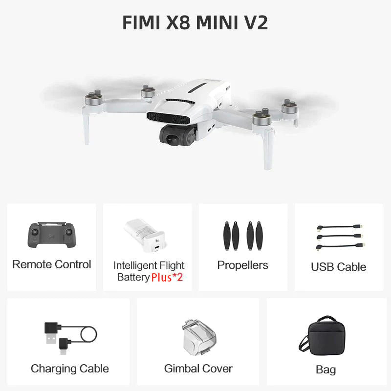 FIMI X8 MINI V2 RC Drone 9KM FPV 4K Camera HDR Video 3-axis Mechanical Gimbal 37mins Flight Time GPS Foldable Quadcopter